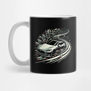 Tesla leaving trail of leaves Mug